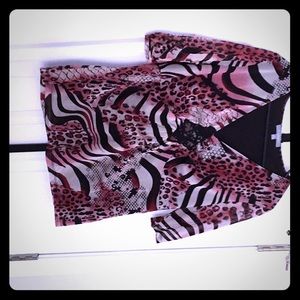 Women’s red and black top